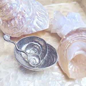 Glover & Smith Pewter Nautilus Shell Salt Dish w/Spoon. NWT❣️